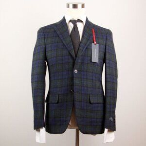 Tommy Hilfiger Navy and Forest Plaid Blazer